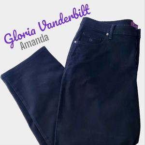 Gloria Vanderbilt Amanda Women's Classic Straight Jeans Black Size 16 W Short